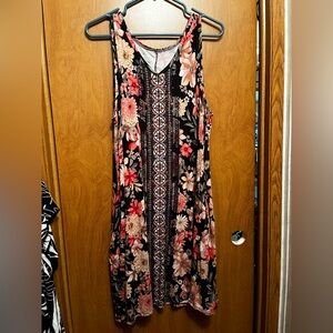 Maurices Black and Red Floral Midi Dress
